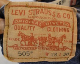 MENS LEVIS STRAUS 505 S REGULAR FIT FADED DARK WASH DARK BLUE DENIM 38X3... - $54.46