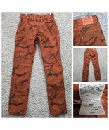 Levis 511 Jeans Mens 28x32 (Fits 27x30) Brick Red Camo Straight Cotton - £20.55 GBP