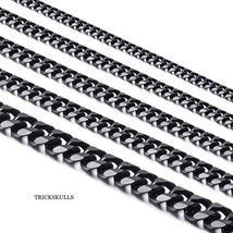 Two 3.5mm Black 316 Stainless Steel Cuban Link Chain Necklaces Sizes 45c... - $17.82