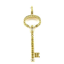 Real 1.01ct Natural Fancy Yellow Diamonds Pendant Necklace 18K Solid Gold Key - £1,502.48 GBP