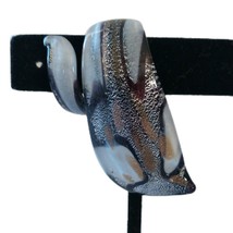 Fused Dichroic Art Glass Pendant Enhancer Metallic Handmade Vintage Y2k Swirled - £9.56 GBP