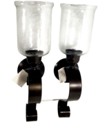 2 Iron Scroll Clear Glass Wall Old World Sconce Holder Bronze Traditiona... - $27.44 CAD