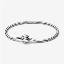 Heart Knot Snake Chain Pandora Bracelet, 925 Sterling Silver Charm Bracelet - £16.60 GBP