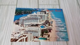 Postcard Ephemera Miami Beach Oceanfront Hotels Indian Creek Waves with Stamp - $3.22