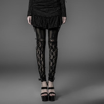 Punk Rave Black Gothic Women&#39;s Sheer Floral Lace Stretch Cotton Leggings - £22.22 GBP