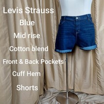 Signature Levis Strauss Blue Denim Mid Rise Roll Hem Shorts Size 20 - £12.55 GBP