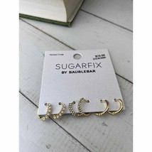 New Sugarfix by Baublebar Crystal ,Gold &amp; Pearl Hoop Earrings Set 3 pc Free Ship - £10.02 GBP