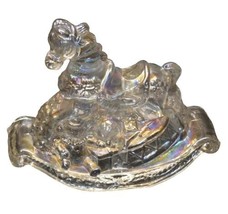 VTG Taiwan R.O.C. Iridescent Glass Christmas Toys Rocking Horse Candle Holder  - £12.40 GBP