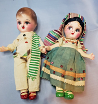  Composition Doll Couple Boy &amp; Girl 8.5 in Portugal Spain 1940s or 50s Souvenir - £23.49 GBP