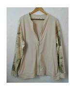 D&amp;Co Active Sports Jacket Full Zip Up Women size XL Beige with Camo Sleeves - $190.59 MXN