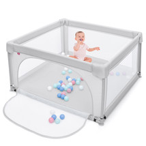 Baby Playpen Infant Large Safety Play Center Yard W/Balls Home Grey - £74.69 GBP