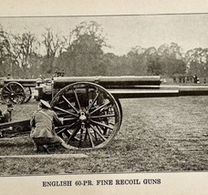 1914 WW1 Print English 60-PR Fine Recoil Guns Antique Military War Colle... - £27.51 GBP