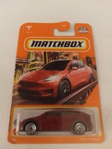 Matchbox 2022 #018 Burgundy Tesla Model Y MBX Metro Series Mint On Card - £15.63 GBP