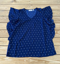 Belle By Kim Gravel NWOT Women’s Polka dot flutter sleeve blouse 2XS Blu... - $17.72