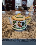 vintage 4&quot; x 7&quot; hand painted rooster teapot - $221.56 MXN