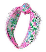 Colorful Knotted Pearl Headband Wide Satin Headband Cute Embellished Hair Access - £70.44 GBP