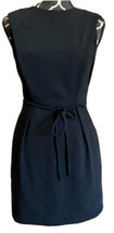 AX Armani Exchange Black Front Overlay Belted A Line Dress Slvless sz 0 - £23.73 GBP
