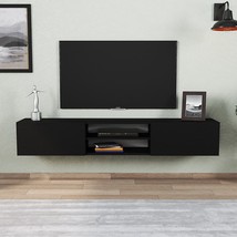 Otranto Floating TV Stand &amp; Media Console for TVs up to 80&quot; - Black Color - £195.48 GBP