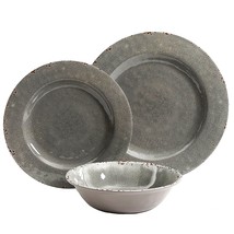 Studio California Mauna 12 Piece Dinnerware Set in  Gray Crackle Look Decal - $1,768.03 MXN