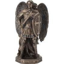  Archangel Saint Michael with Sword and Shield Statue, Bronze, 11&quot; - New... - £66.07 GBP