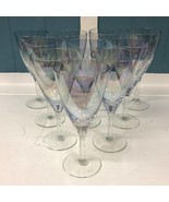 Set of 10 Vintage Iridescent 6.5” Wine Water Glasses rainbow stemware co... - £108.78 GBP