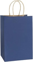 100 Pcs NAVY BLUE 5.25x3.75x8 Gift Bags w/ Handles Kraft Paper Bags FAST... - £26.58 GBP
