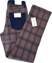 WEWOREWHAT Revolve Plaid Colorblock Icon Jeans Brown &amp; Navy Size 27 High Rise - £44.19 GBP