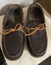 LL Bean Slippers Leather Flannel Lined Moccasin  Men&#39;s 10 M - £31.15 GBP