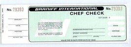 Braniff International CHEF CHECK 1974 Airport Use For Meals - £15.56 GBP