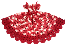 Vintage Doll Clothes Crochet Dress for Barbie Clone Red Pink Hand Made  - £21.51 GBP