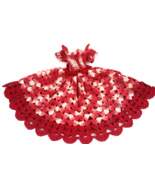 Vintage Doll Clothes Crochet Dress for Barbie Clone Red Pink Hand Made  - £21.15 GBP