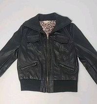 Zenana Faux Vegan Leather Moto Biker Jacket Animal Print Lining Pockets Full Zip - $44.43