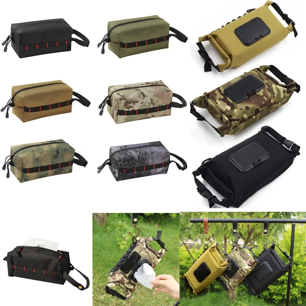 Outdoor Camping Wet Tissue Box Paper Canvas Towel Hanging Storage Holder for - £12.86 GBP+