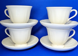 Wedgwood Queens Shape Cups &amp; Saucers Set Of 4 Excellent condition - £25.03 GBP