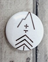 Vintage Tribal Markings Pinback Button Runes Mountain Tree Arrow Map House Roof - £3.23 GBP