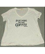 &quot;Nightmare Before Coffee&quot; Women&#39;s White Oversized Graphic Tee Size M by ... - £7.55 GBP