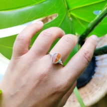 Dainty Handmade Silver Stone Wire Ring, size 7.25 - $14.99