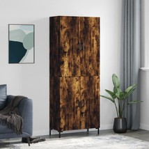 Industrial Rustic Smoked Oak Wooden Large Home 4 Door Storage Cabinet Unit Wood - £193.49 GBP