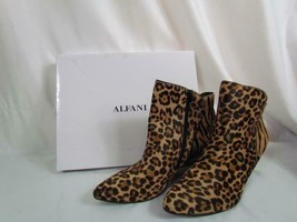 NIB Alfani Leopard Print Ankle Boot Kitten Heel Side Zipper Pointed Toe ... - $53.19