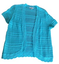 Christopher &amp; Banks Womens Turquoise Open Knit Cardigan Sweater Size Large - $13.28