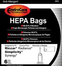 Riccar Upright HEPA Bag 6 Pack Bags Type X Radiance; Simplicity Synergy ... - £14.65 GBP
