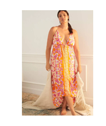 New Anthropologie Abstract Midi Cover-Up Dress $120 PLUS 1X Orange Motif  - £60.54 GBP
