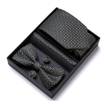 4 pcs Tie Set in Gift Box Necktie, Bow Tie, Pocket Square, Cufflinks - £25.29 GBP
