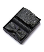 4 pcs Tie Set in Gift Box Necktie, Bow Tie, Pocket Square, Cufflinks - $43.84 CAD
