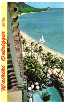 Looking Down from Balcony Outrigger Reef Hotel  Waikiki Hawaii Postcard - £5.37 GBP