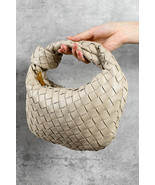 Beige Braided PU Leather Zipper Handbag - $60.21 CAD