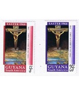 Stamps Guyana Easter 1968 Jesus On Cross 2 Values MLH - £1.11 GBP