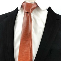 New  Real Genuine Stylish Neck Tie Men Wedding Brown Lambskin Leather Pa... - £26.83 GBP