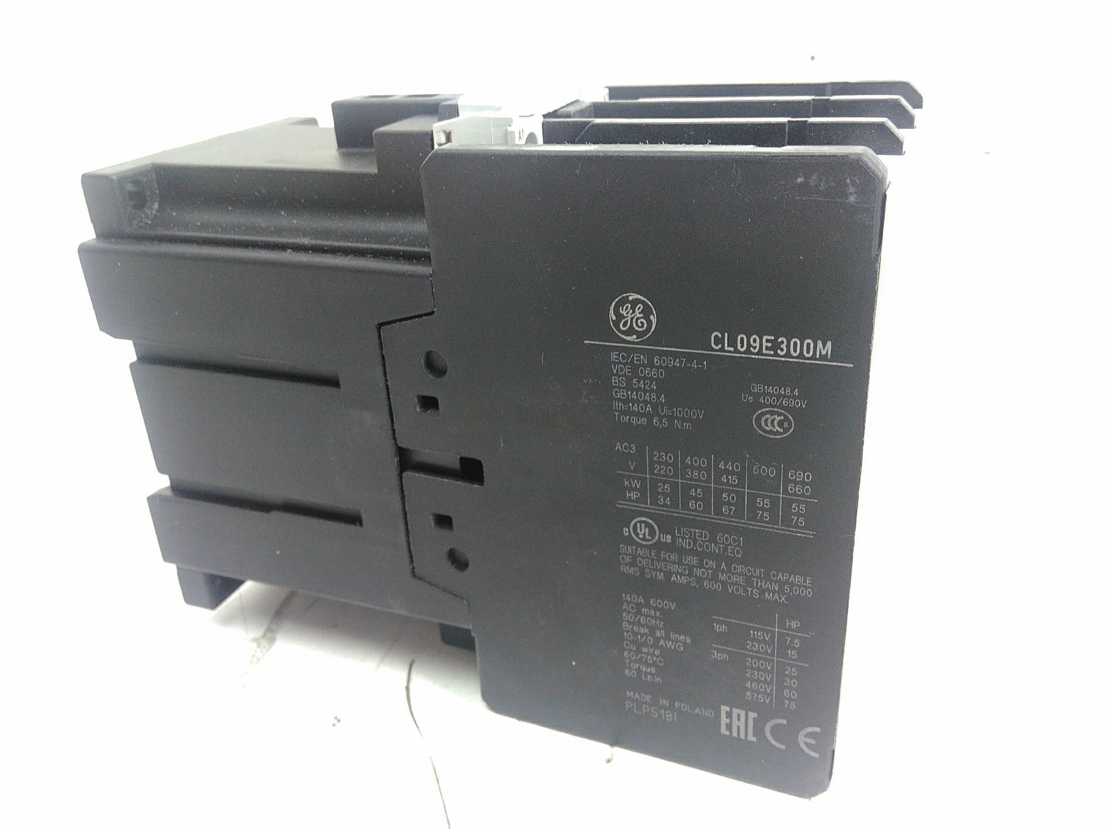 GE General Electric CL09E300M 3 Pole Contactor 24-28V Coil Defective AS-... - $49.70