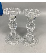 Set Of 2 Elegant Cut Glass Candle Holders - 6”H - $23.61 CAD